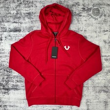 NWT True Religion Buddha Logo Seal Zip Hoodie Men's Large Red 108407 MSRP 119