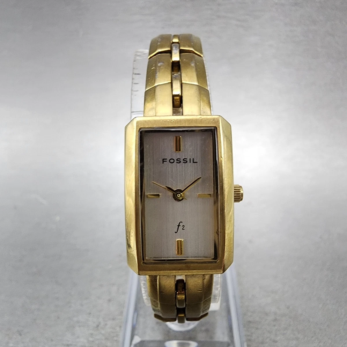 Vintage Fossil F2 Women’s Watch-Rectangular Tank & Leather Strap (+ 2 Batteries) Fossil F2 Women Rectangle Wristwatches for sale | eBay main image 2
