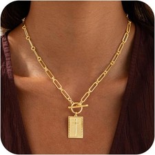 Easter Basket Stuffer 14K Gold Plated Cross Pendant Necklace for Women Trendy Ch