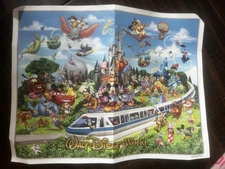 Walt Disney World Jigsaw Puzzle Disney Characters Map Poster Art Complete Pieces
