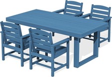 HDPE Outdoor Dining Set for 4 67'' Patio Table and Chairs Set with Armchair