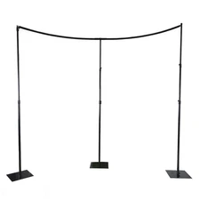 11 ft Black Adjustable Heavy Duty Curved Pipe and Drape Backdrop Support Kit
