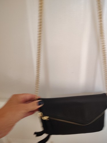 Street Level Black Small Fabric & Gold Chain Business Professional Evening Bag - Picture 2 of 11