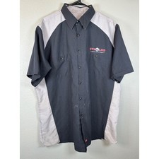 Red Kap XL Mens Mechanic Shop Work Shirt Short Sleeve Black Gray Button Up