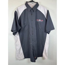 Red Kap XL Mens Mechanic Shop Work Shirt Short Sleeve Black Gray Button Up