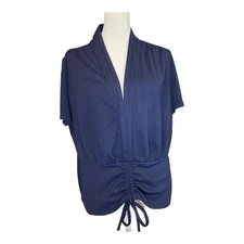 INC International Concepts Women's XXL Plus Size Navy Blouse Shirt Top