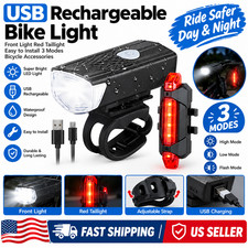 2 Sets USB Rechargeable LED Bicycle Headlight Bike Front Rear Lamp Cycling
