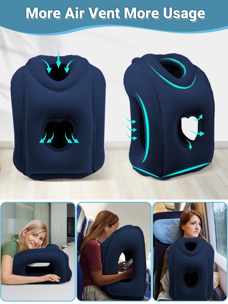 Inflatable Travel Pillow for Airplanes - Comfortable Neck Support for Stress-Free Sleep Inflatable Travel Pillow for Airplanes - Comfortable Neck Support for Stress-Free Sleep