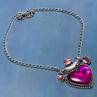 Purple Labradorite, Kunzite Gemstone 925 Sterling Silver Necklace 18" H395