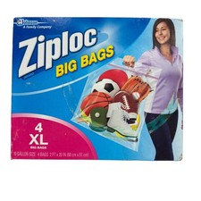 Ziploc Big Bags XL 10 Gallon Storage Bags with Handles - 4 Pack Heavy Duty