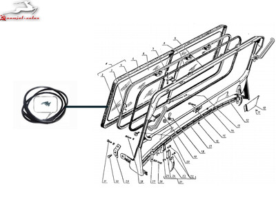  76-5206020 Gummidichtung der Frontscheibe GAZ 69. GAS 69 windshield seal.