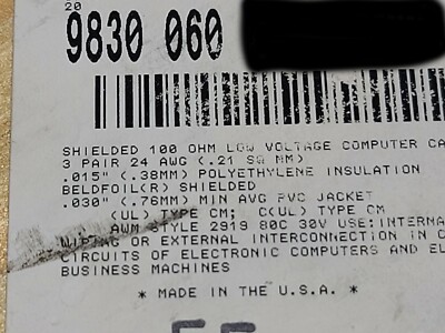 Belden 9830 24/3P RS232/422 100 Ohm Low Cap Multi-Shielded Computer Cable /10ft