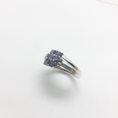 Tanzanite Multi Gemstone Ring Sterling Silver Size 6 Cluster New Cocktail Oval - Picture 5 of 6