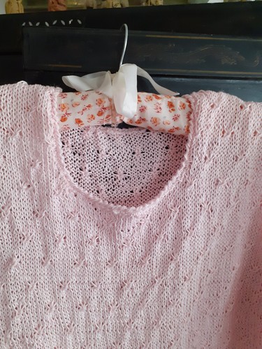 Petit Pull COTON🌸 MERCERISE 100%🌿 ROSETTE🌸POINT NOEUDS ROSA A.BLATT Astrakan - Picture 3 of 11