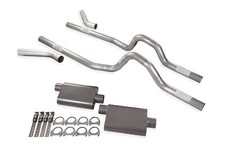 Dual Exhaust Kit 3 2 Chamber Mufflers Corner Exit Fits 73 To 79 Ford F-series