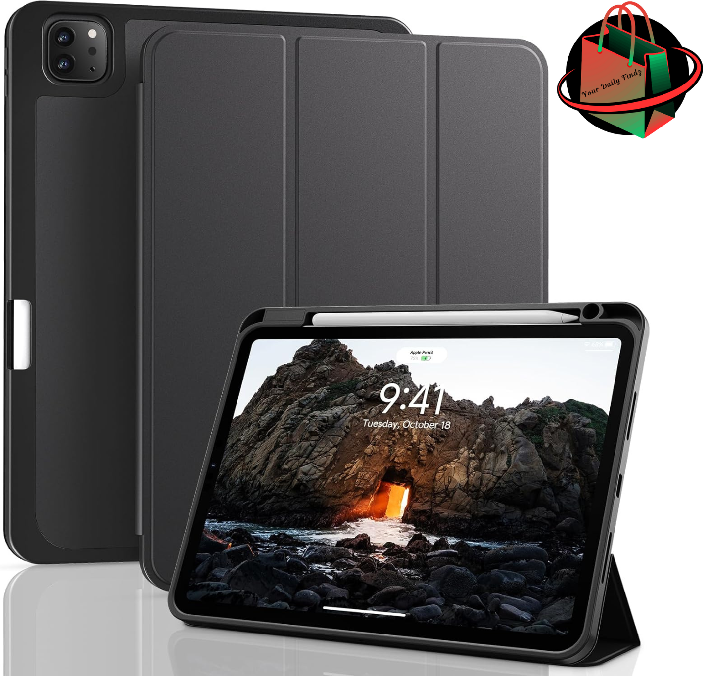 for iPad Pro 12.9 Inch Case (2022/2021/2020, 6th/5th/4th Gen) with Pencil Black