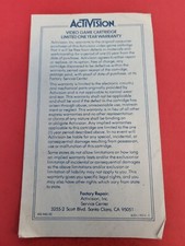 Activision Video Game Cartridge Limited One Year Warranty Insert Sheet 1982