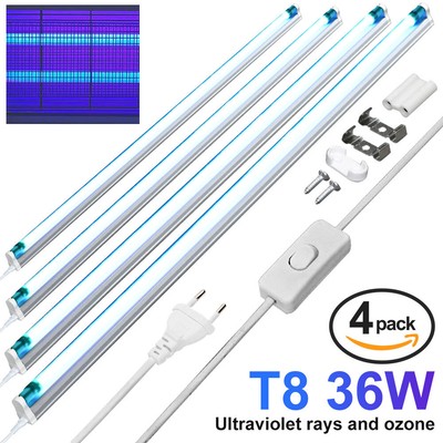 4x 120cm T8 36W UV Tube Komplettset Schwarzlicht Röhre Schwarzlichtlampe 2025 DE