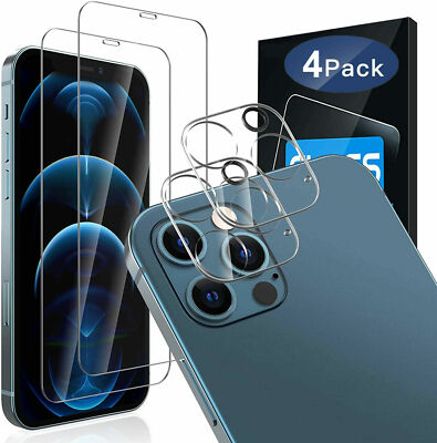 For iPhone 12 Mini 12 Pro Max Tempered Glass Screen Protector + Camera Lens Film