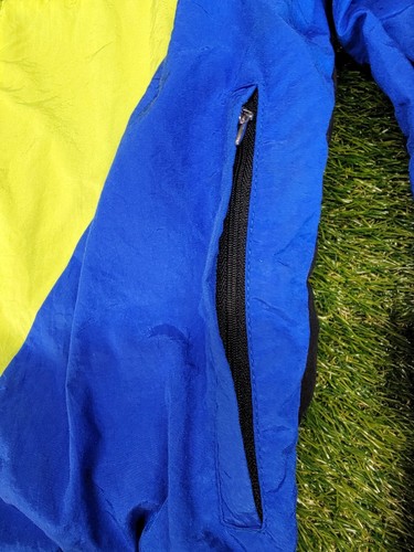 Vtg 90s BELLWETHER Neon Green Blue CYCLING JACKET Windbreaker Gym Adult S USA - Picture 8 of 21