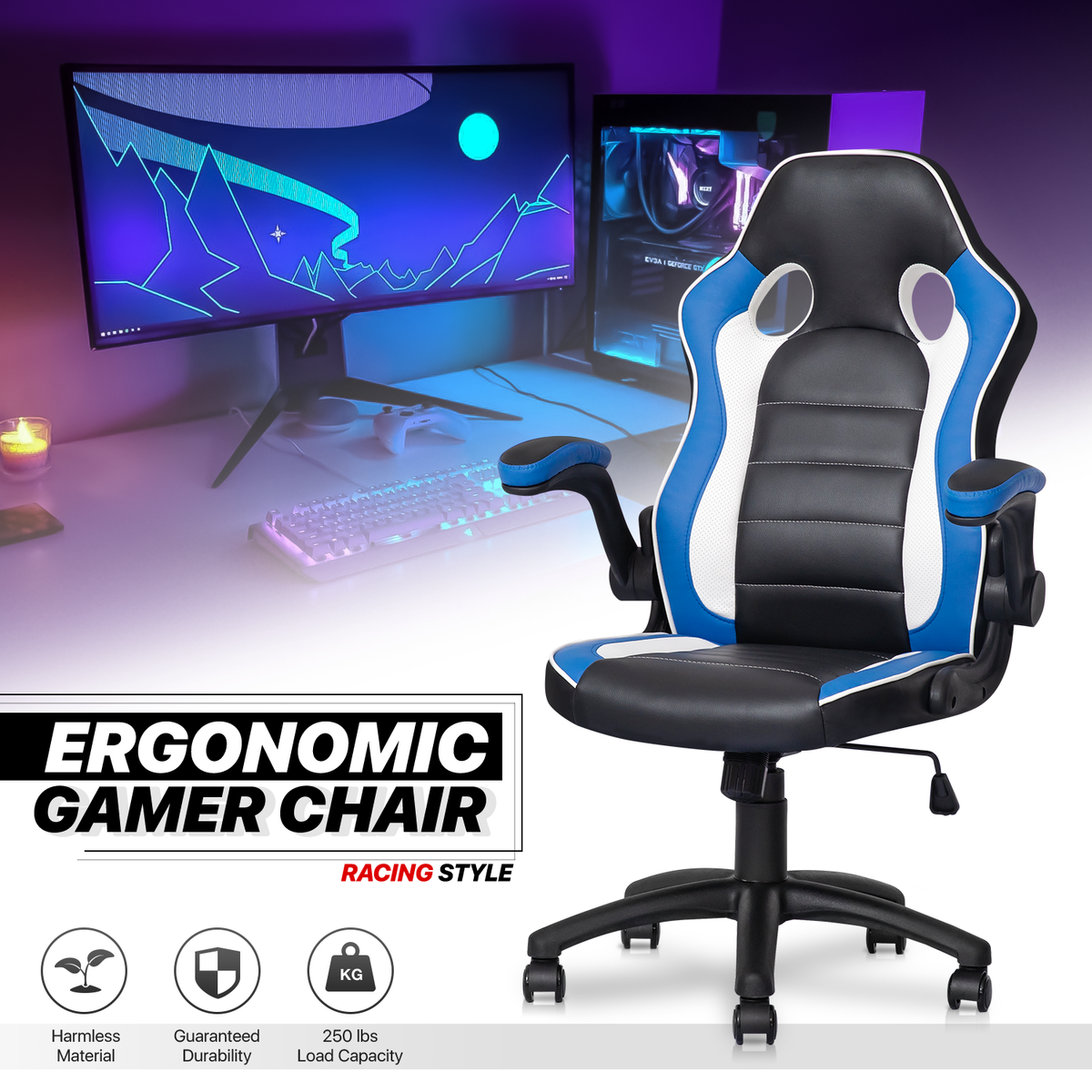 Computer Chair Workspace Gt Racer Chair GTRACING GTW-300 Ergonomic