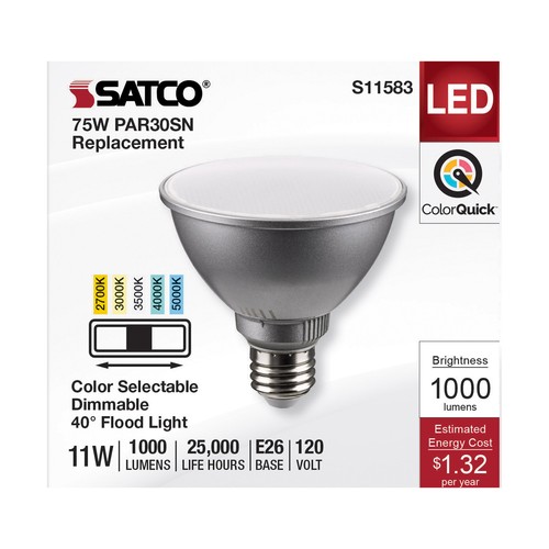 6 Pack S11583 Flood LED 11W =75W 120V PAR30SN Short Neck Dimmable CCT Medium E26 - Picture 4 of 10