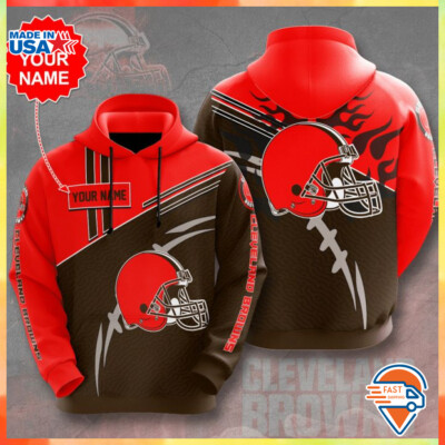 Custom Name Cleveland Brown Hoodie 3D All Over Printed S-5XL