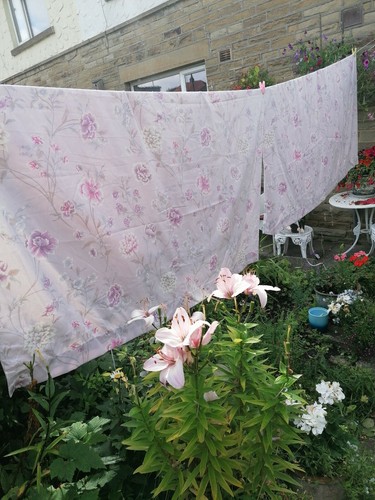 VINTAGE DORMA ORIENTAL LILAC PEONY FLORAL CURTAINS 60" X 72"