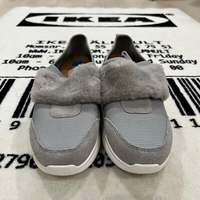 Ugg Pico Lamb Fur Neoprene Suede Slip On Sneakers Grey