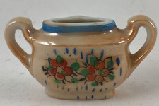 Vintage Miniature Lusterware Peach Blue Floral Sugar Bowl NO LID Made In Japan