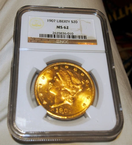 1907 NGC $20.00 GOLD COIN ,LAST YEAR OF LIBERTY CETRIFICATE # :2635836-010