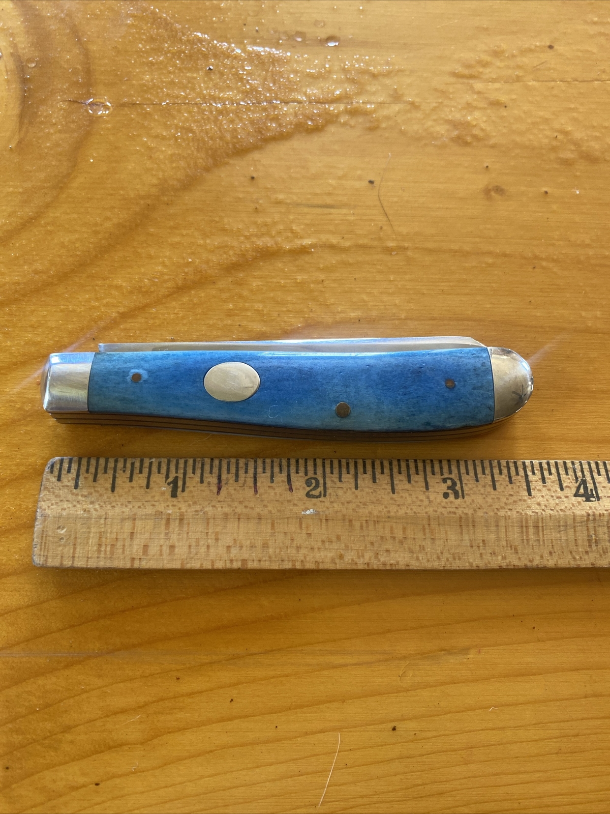 1997 Moore Maker Inc. 2 Blade Knife Matador Texas Blue Bone Handle USA