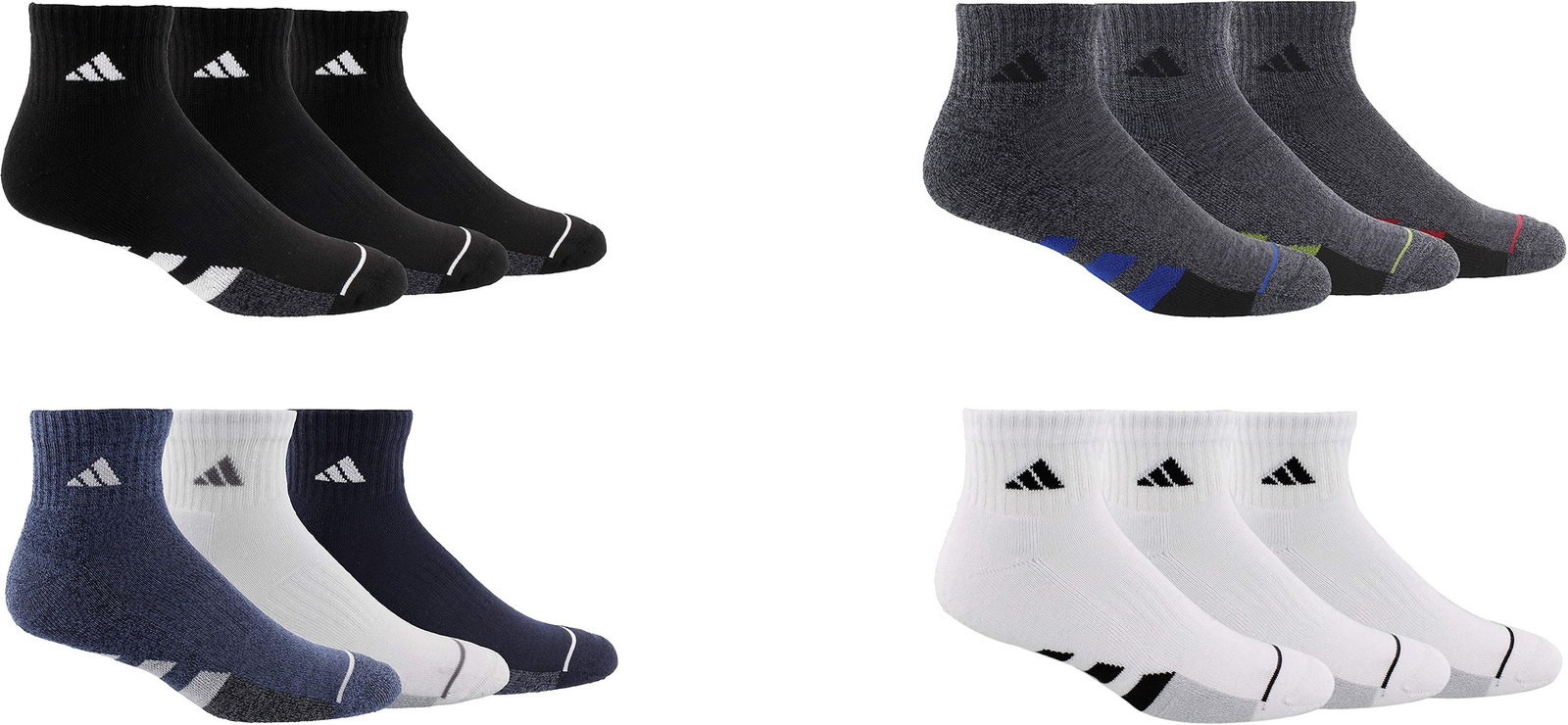 adidas Men's Cushioned Quarter Socks (3 Pairs) eBay