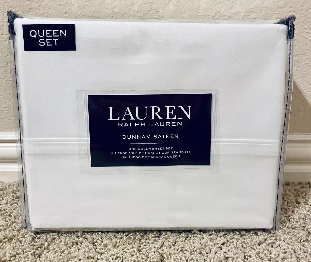 Ralph Lauren Queen Sheet Set Dunham 4 Piece White 100 Cotton Sateen