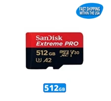 Sandisk 512GB Extreme Pro MicroSD Memory Card Class 10 V30 Includes Adapter