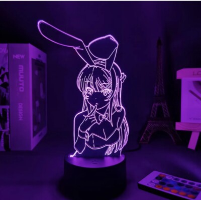 New 3D Anime LED Waifu Mai Sakurajima 7 color Bedroom Table