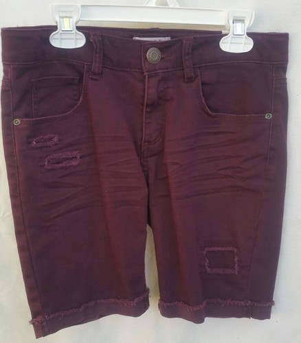 Mudd Girls Distressed Bermuda Shorts Pink Size 12, Wine Size 14 16 - Picture 2 of 8