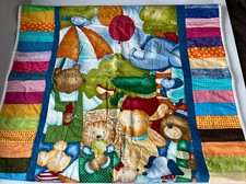 Baby Toddler Quilt Animal Picnic Nursery Crib 42  x 34  Colorful Cute Stripe