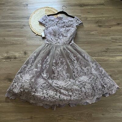 bardot neckline prom dress CHI CHI LONDON Premium Midi Prom Dress with Bardot Neck NWT