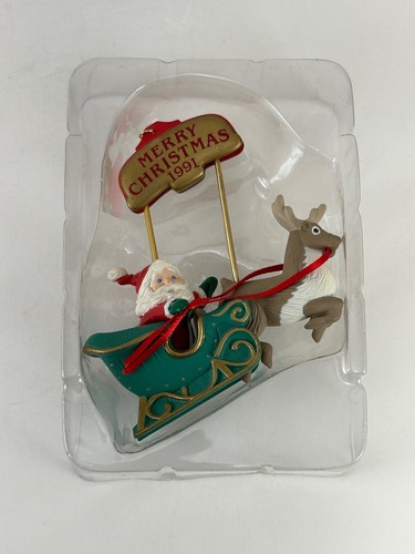 Up N Down Journey - 1991 Hallmark Ornament - Weihnachtsmann und Rentier mit Uhrwerk - Bild 2 von 10