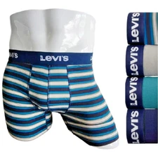 Levi's Men's Boxer Briefs 4-Pack Pouch Performance Microfiber Stretch Navy Teal