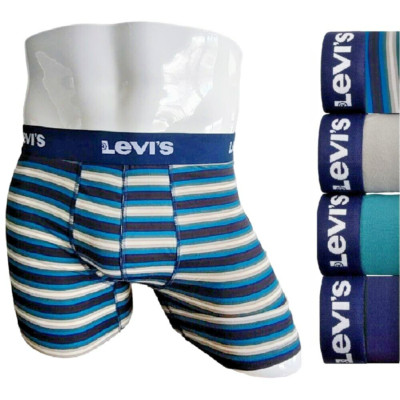 Levi's Men's Boxer Briefs 4-Pak Pouch Performance Microfiber Stretch Navy Teal