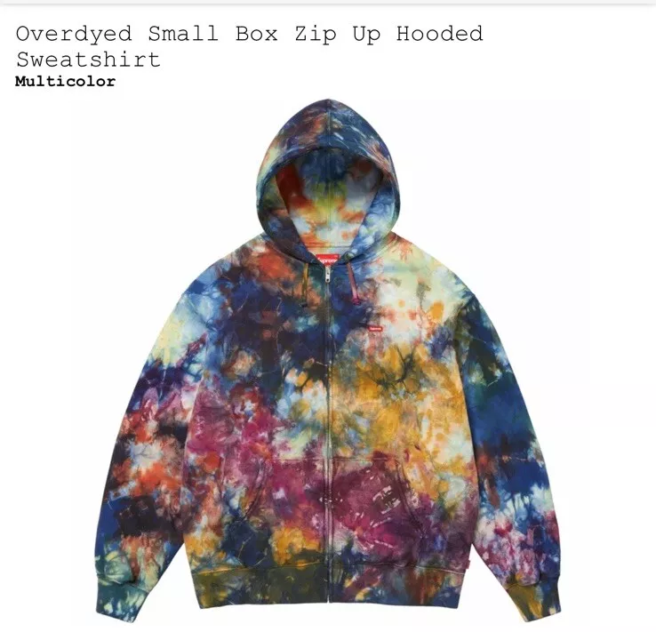 Supreme Over Dyed petite boîte à capuche zippée cravate teinture grande commande confirmer