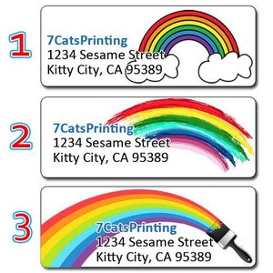 Sheet of 30 Labels Blue Rainbow Custom Return Address Labels Personalized Stickers Ships in 1 Business Day!
