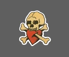 Skull and Heart Sticker New School Love Bones Gift Waterproof NEW