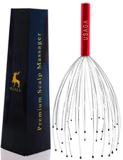 USAGA 36 Fingers Head Massager Scalp Relaxing Body Stress Relief Red Color