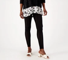 LOGO by Lori Goldstein Women's Plus Sz Pants 3X Lace Leggings Black A602307