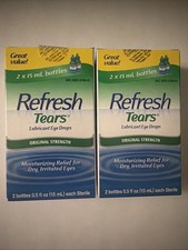 REFRESH TEARS - LUBRICANT EYE DROPS - TWIN PACK - 4 x 15ML BOTTLES - exp 2027
