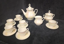 Lustreware Porcelain Tea Set with Creamer/Sugar Bowl and 6 Cups/Saucers