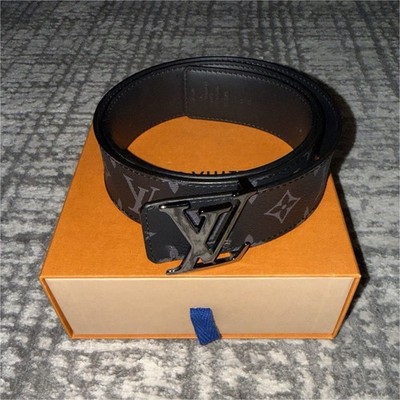 Louis Vuitton Men s Black Monogram Dress Belt w/ LV Logo Buckle Size 90 40mm